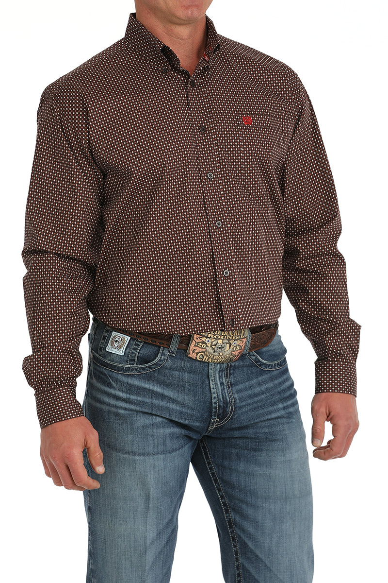 CINCH Men's Brown Button-Down Western Shirt