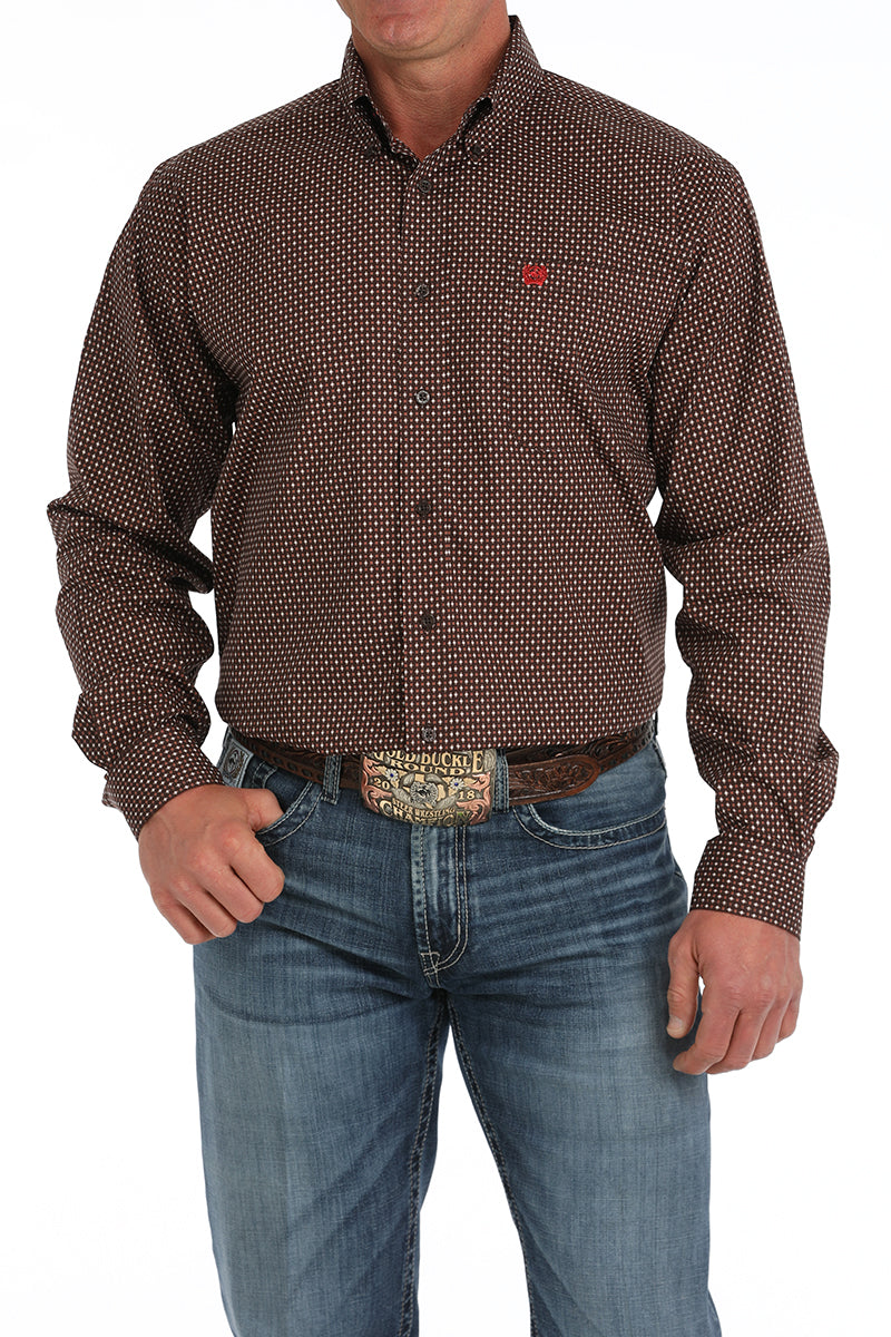 CINCH Men's Brown Button-Down Western Shirt