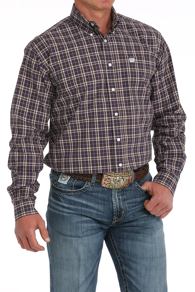 CINCH Men's Purple Button-Down Western Shirt