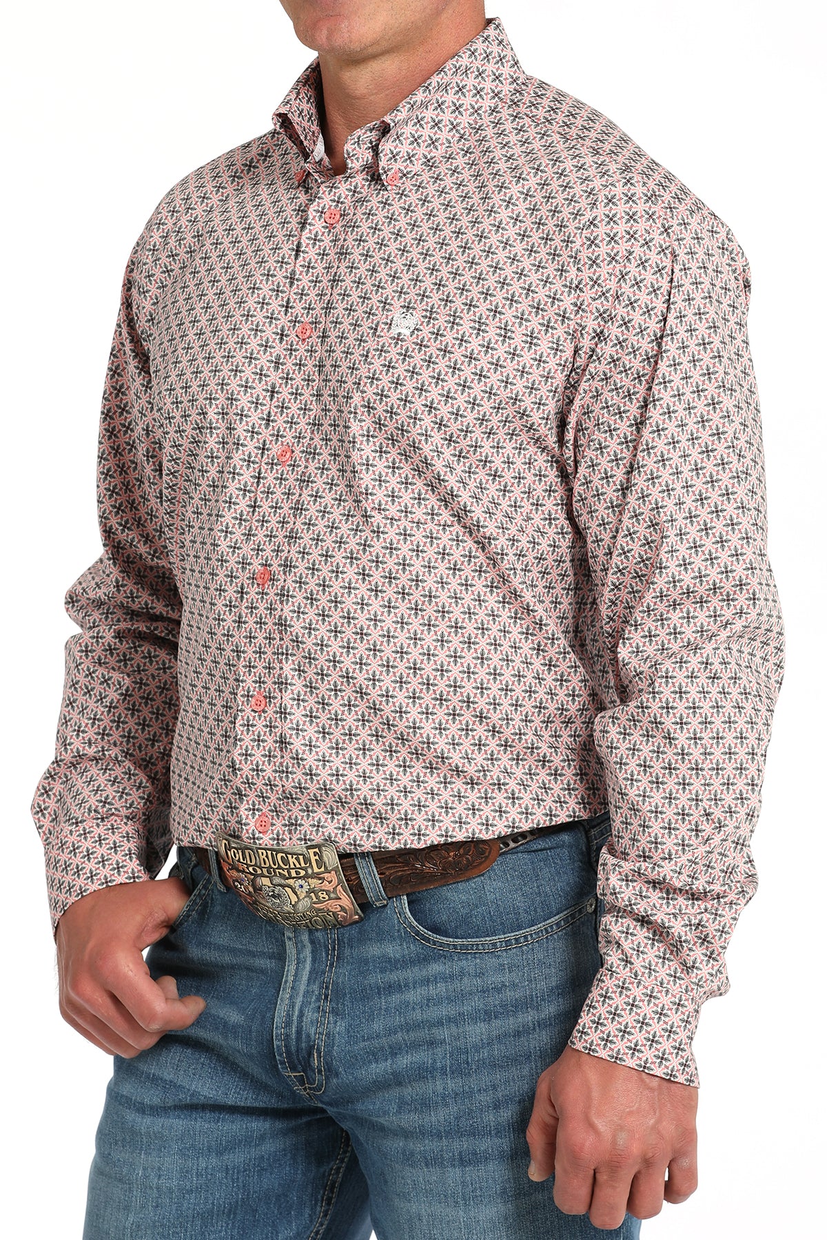 CINCH Men's Pink Button-Down Western Shirt