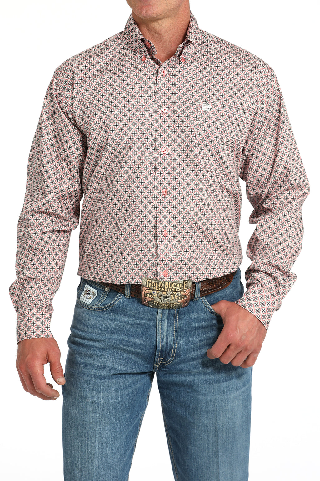CINCH Men's Pink Button-Down Western Shirt