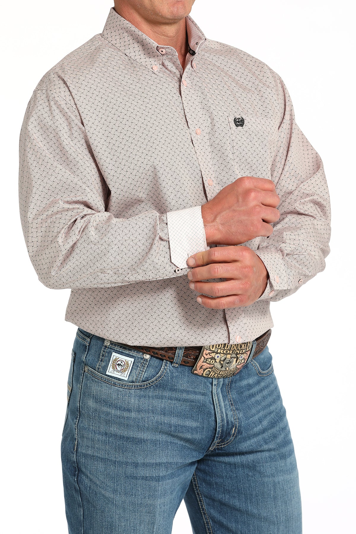 CINCH Men's Pink Button-Down Western Shirt