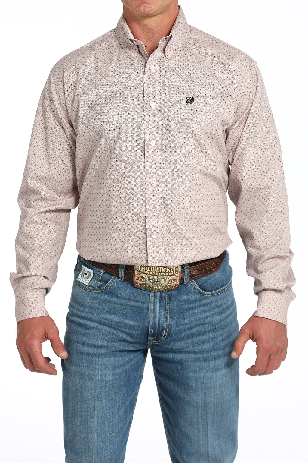 CINCH Men's Pink Button-Down Western Shirt