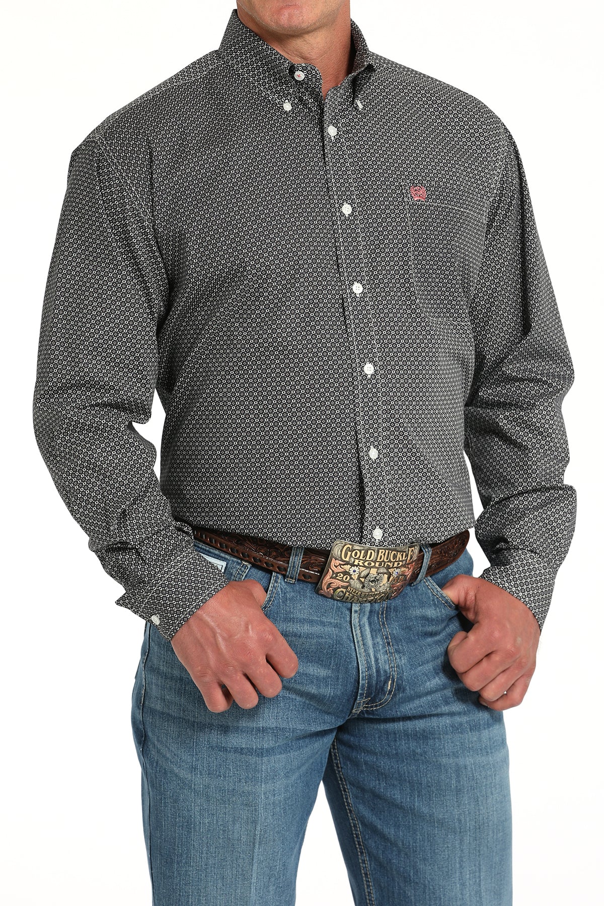 CINCH Men's Grey Button-Down Western Shirt