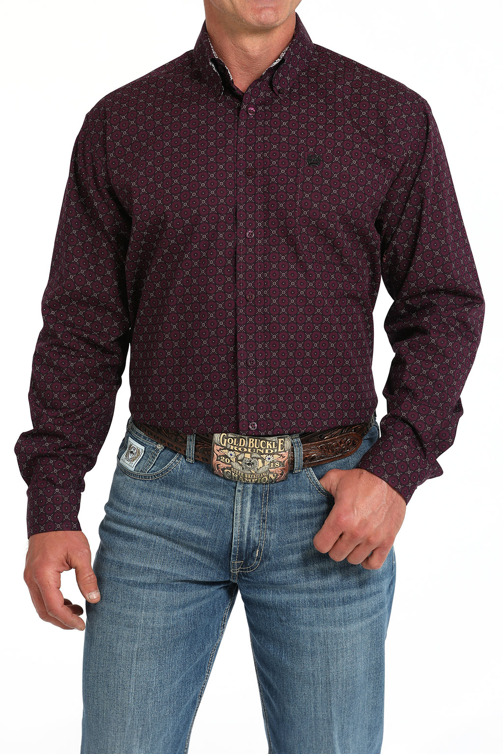 CINCH Men's Purple Button-Down Western Shirt
