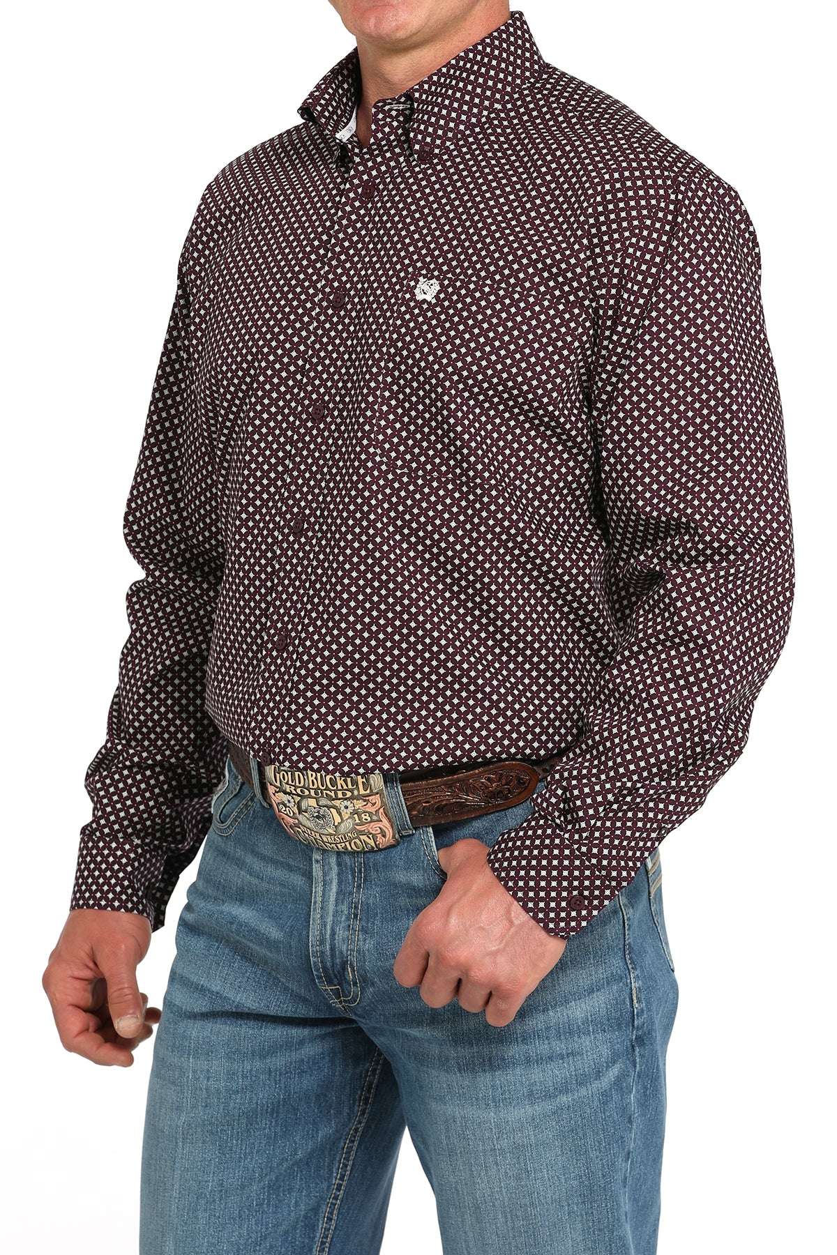 CINCH Men's Purple Button-Down Western Shirt