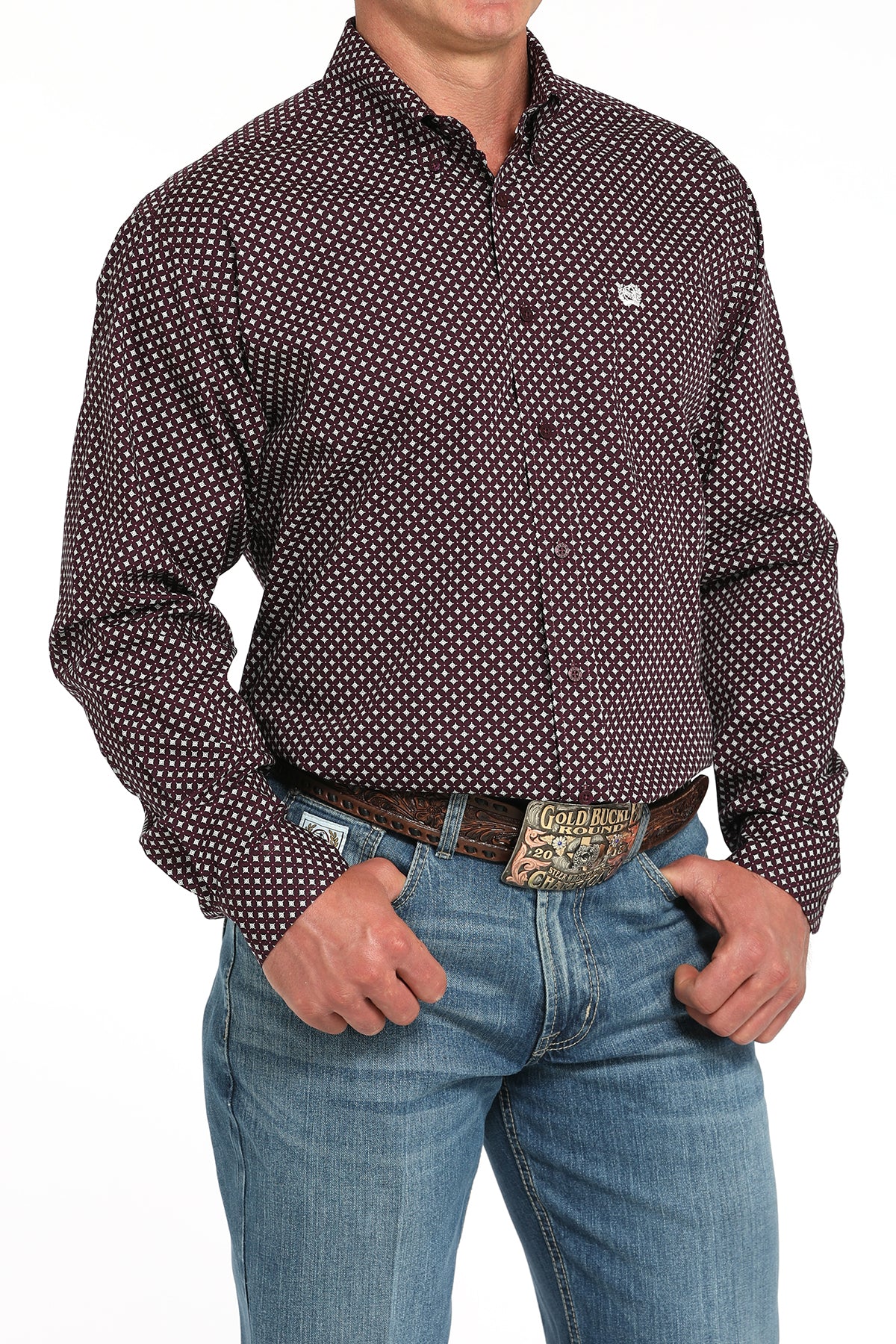 CINCH Men's Purple Button-Down Western Shirt