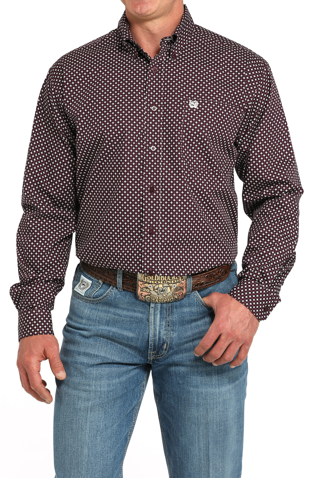 CINCH Men's Purple Button-Down Western Shirt