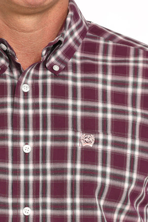 CINCH Men's Purple Plaid Button-Down Western Shirt