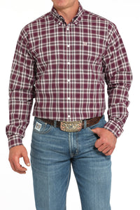 CINCH Men's Purple Plaid Button-Down Western Shirt