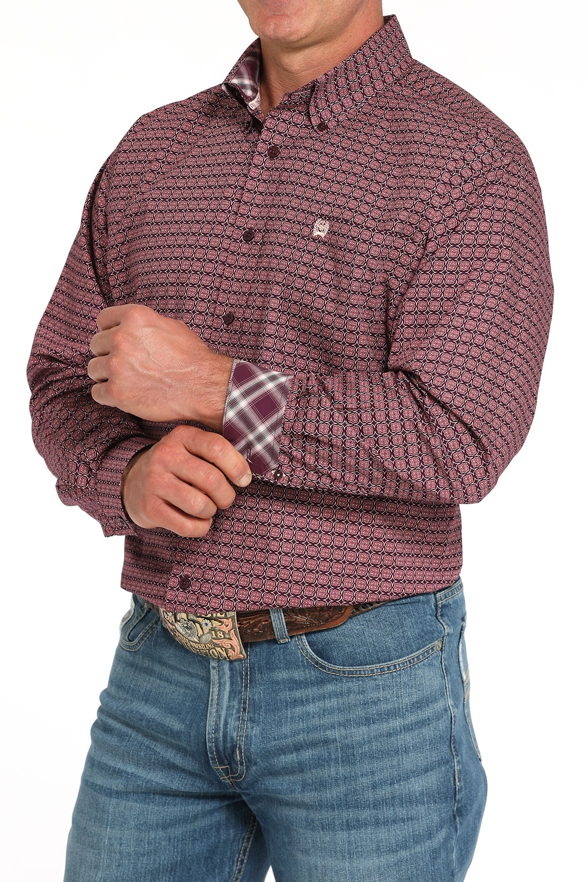 CINCH Men's Purple Button-Down Western Shirt
