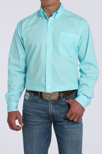 CINCH Men's Solid Turquoise Button-Down Western Shirt
