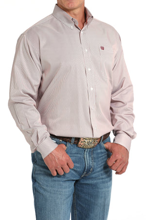 CINCH Men's Pink Stripe Button-Down Western Shirt