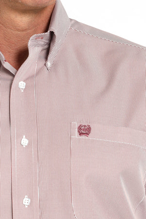 CINCH Men's Pink Stripe Button-Down Western Shirt