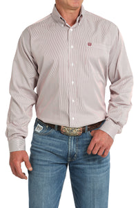 CINCH Men's Pink Stripe Button-Down Western Shirt