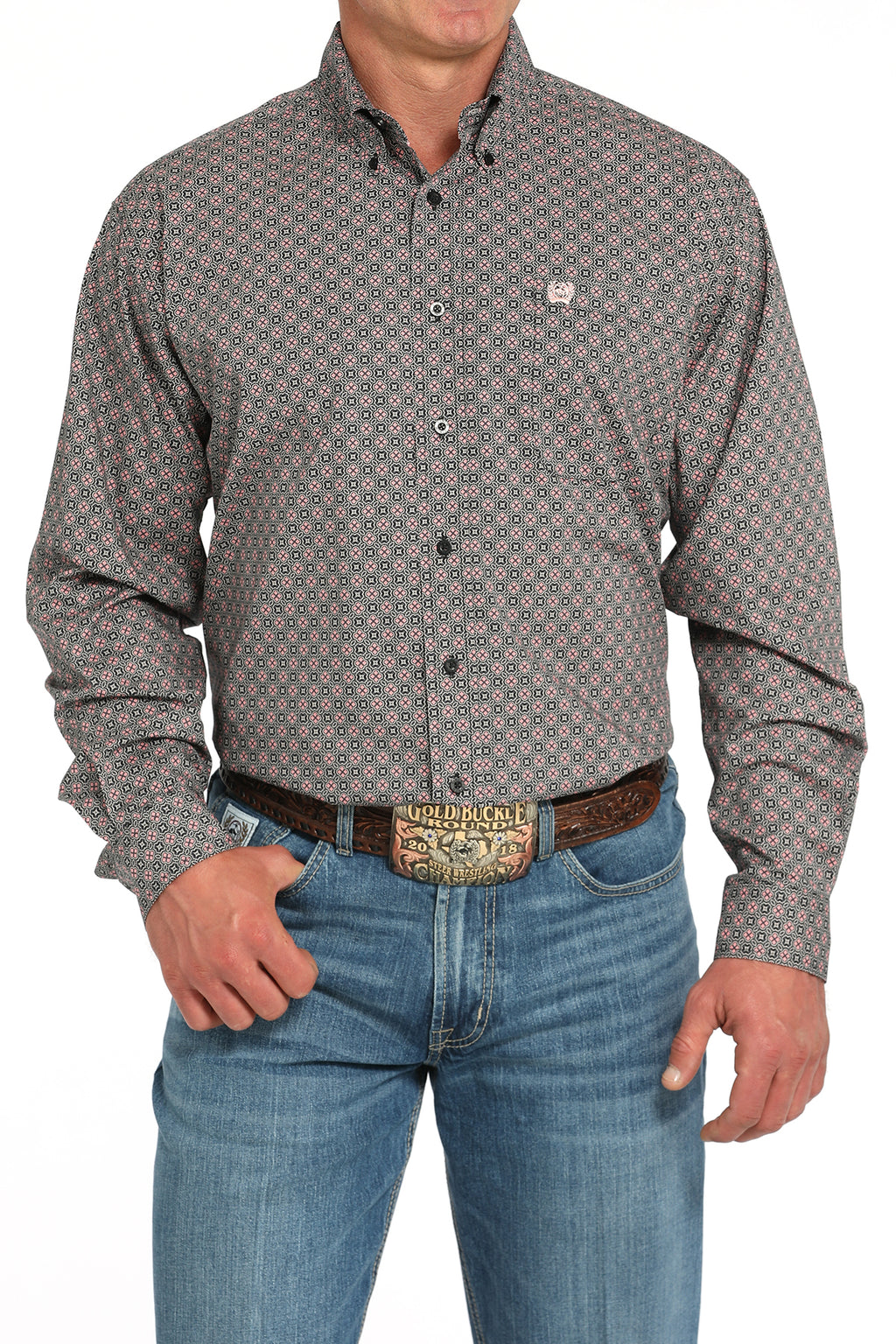 CINCH Men's Grey Button-Down Western Shirt