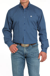 CINCH Men's Royal Blue Printed Button-Down Western Shirt