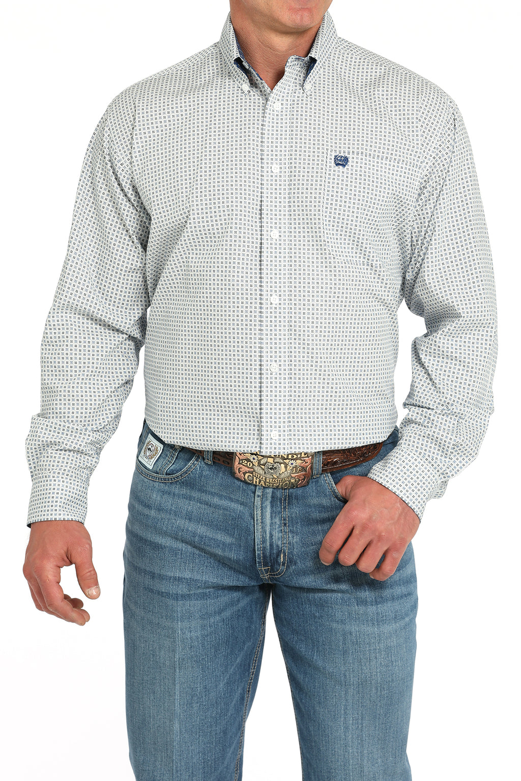 CINCH Men's White Printed Button-Down Western Shirt