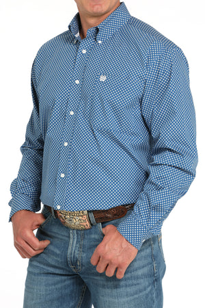 CINCH Men's Royal Blue Printed Button-Down Western Shirt