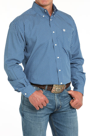 CINCH Men's Royal Blue Printed Button-Down Western Shirt