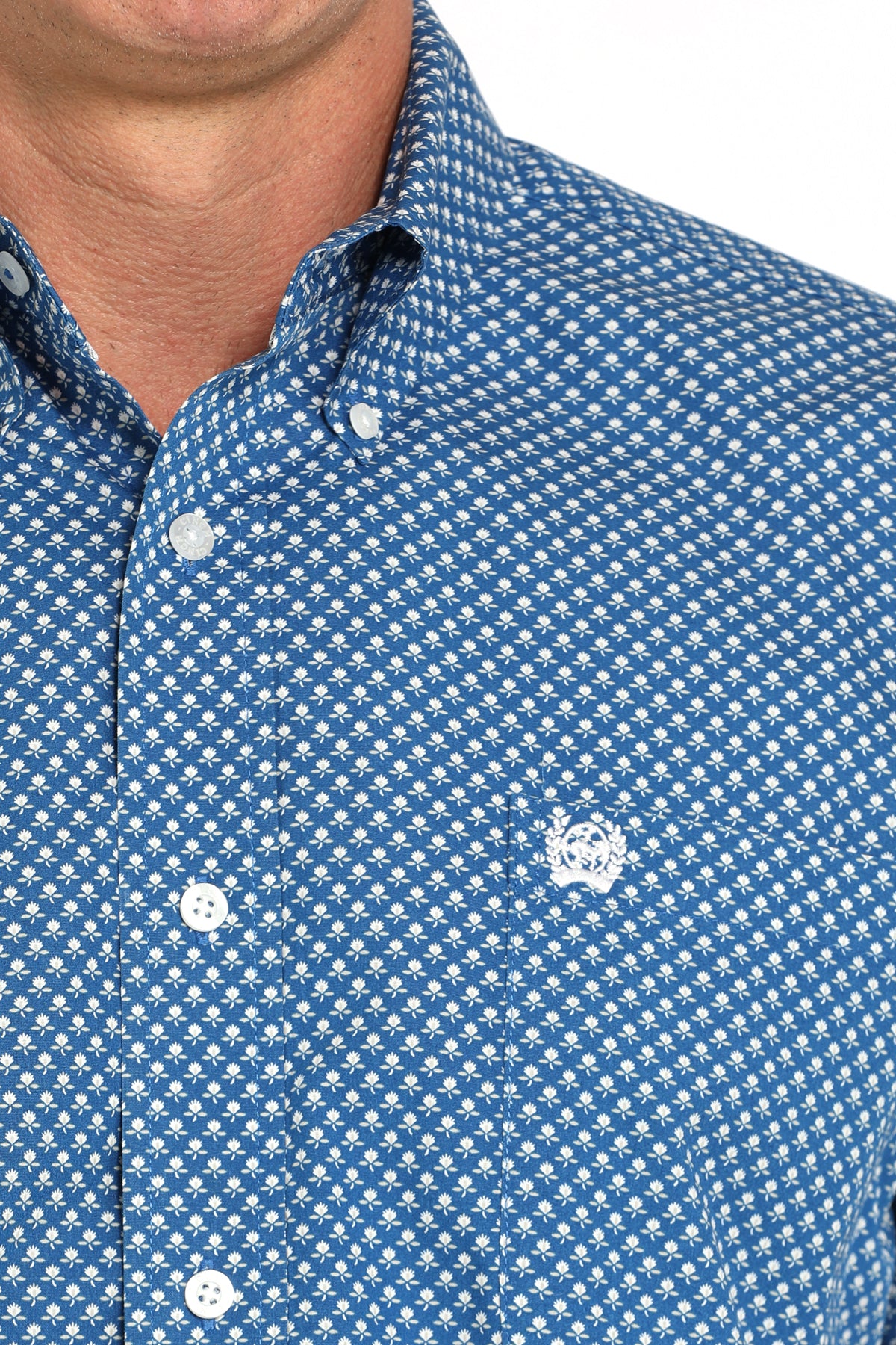 CINCH Men's Royal Blue Printed Button-Down Western Shirt