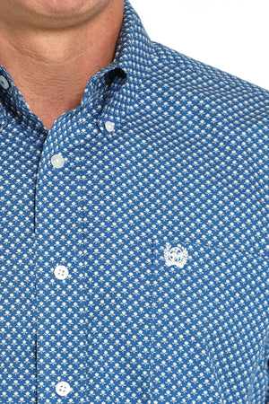 CINCH Men's Royal Blue Printed Button-Down Western Shirt