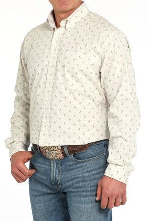 CINCH Men's Grey L/S Printed Button-Down Western Shirt