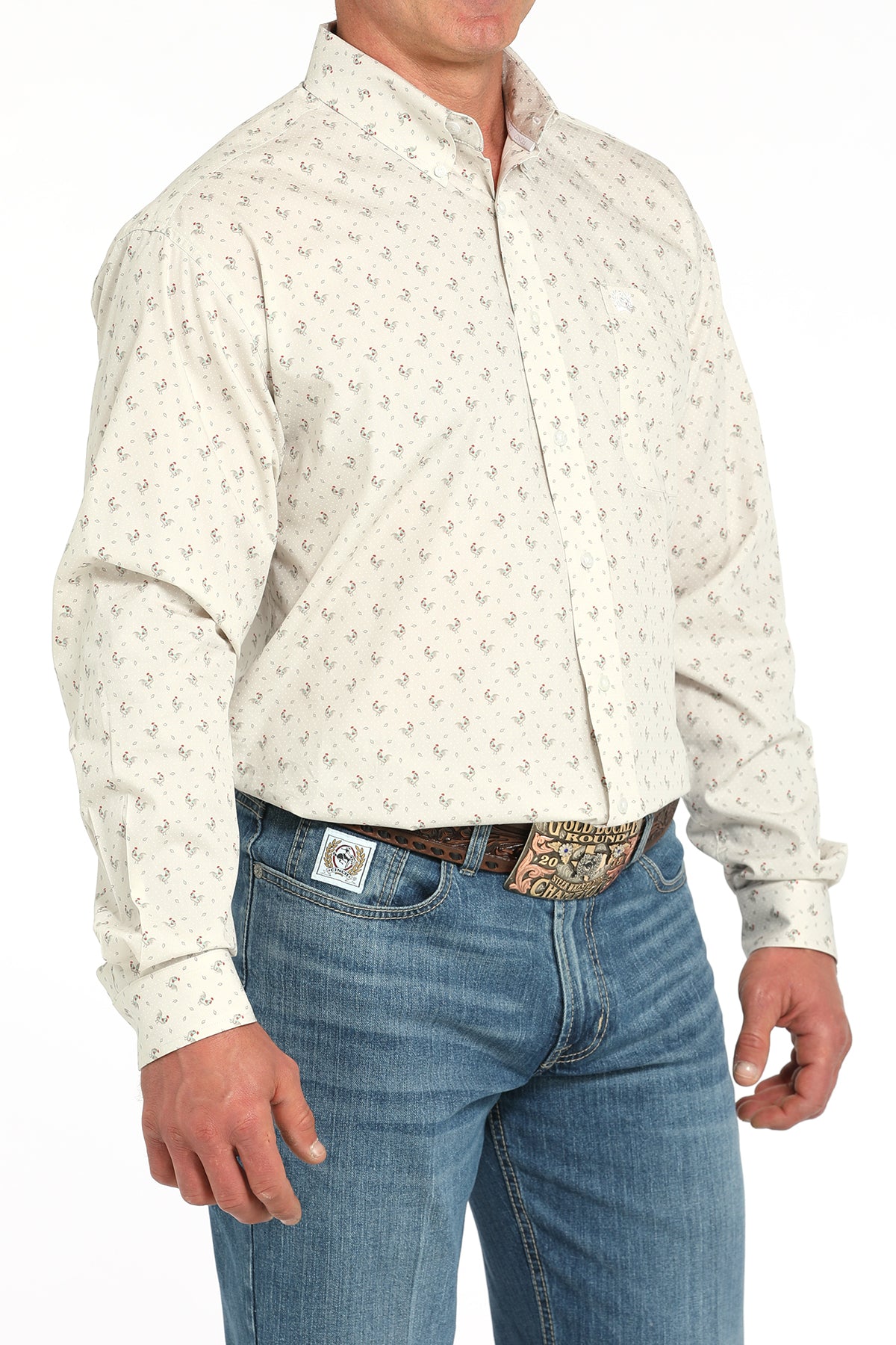 CINCH Men's Grey L/S Printed Button-Down Western Shirt