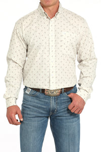 CINCH Men's Grey L/S Printed Button-Down Western Shirt