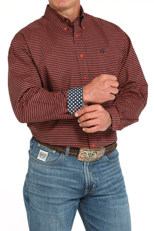 CINCH Men's Red L/S Printed Button-Down Western Shirt