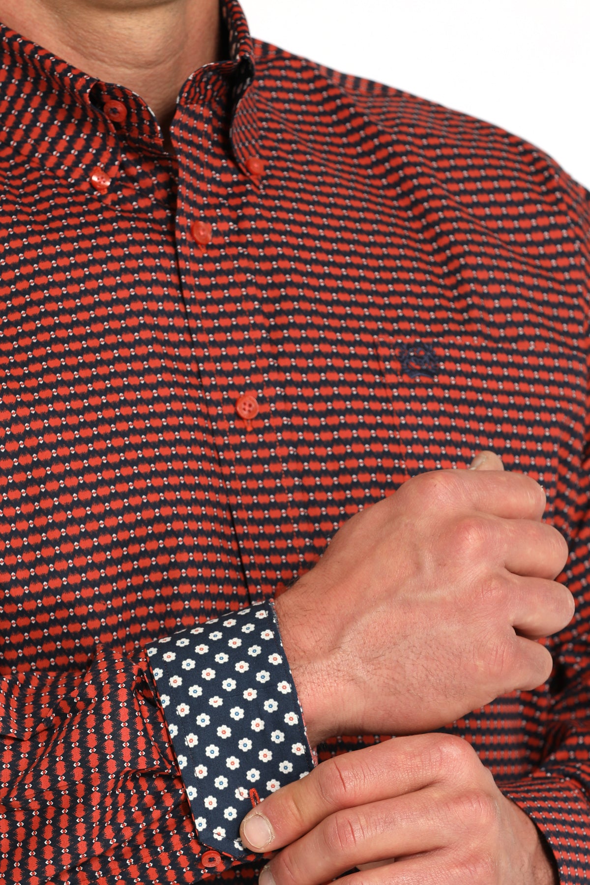 CINCH Men's Red L/S Printed Button-Down Western Shirt