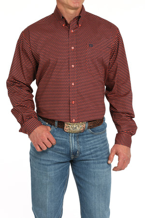 CINCH Men's Red L/S Printed Button-Down Western Shirt