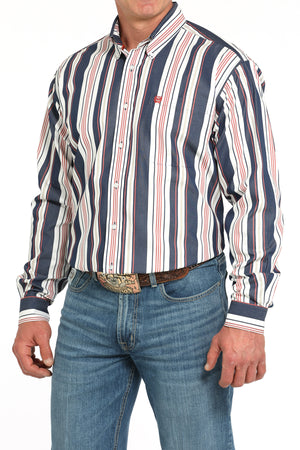CINCH Men's Navy L/S Striped Button-Down Western Shirt