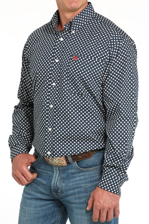 CINCH Men's Navy L/S Printed Button-Down Western Shirt
