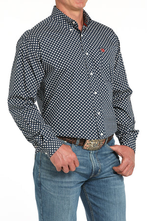 CINCH Men's Navy L/S Printed Button-Down Western Shirt