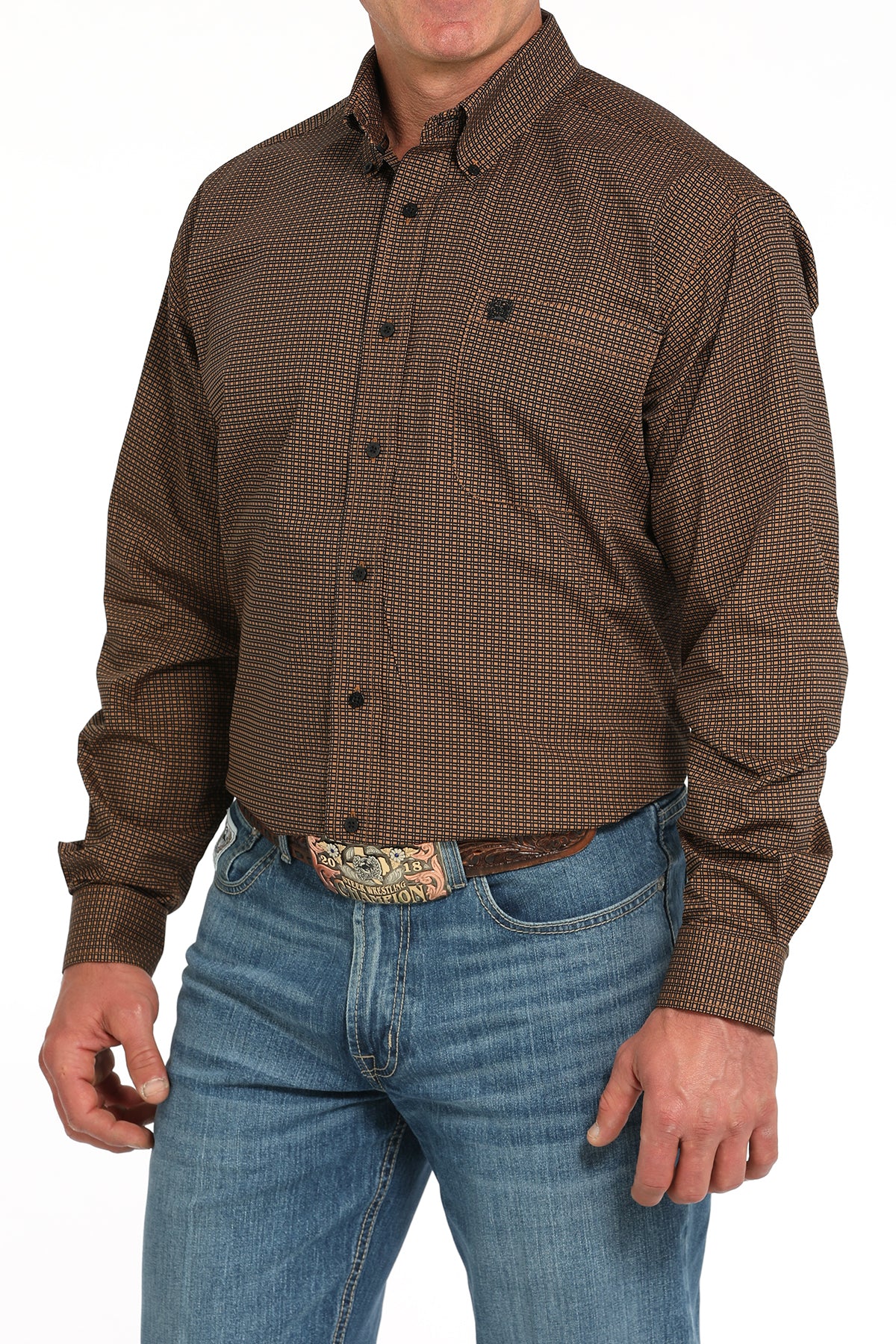 CINCH Men's Brown L/S Printed Button-Down Western Shirt