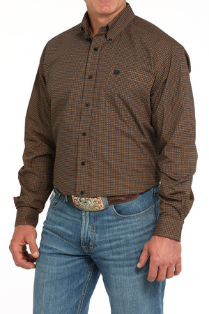 CINCH Men's Brown L/S Printed Button-Down Western Shirt