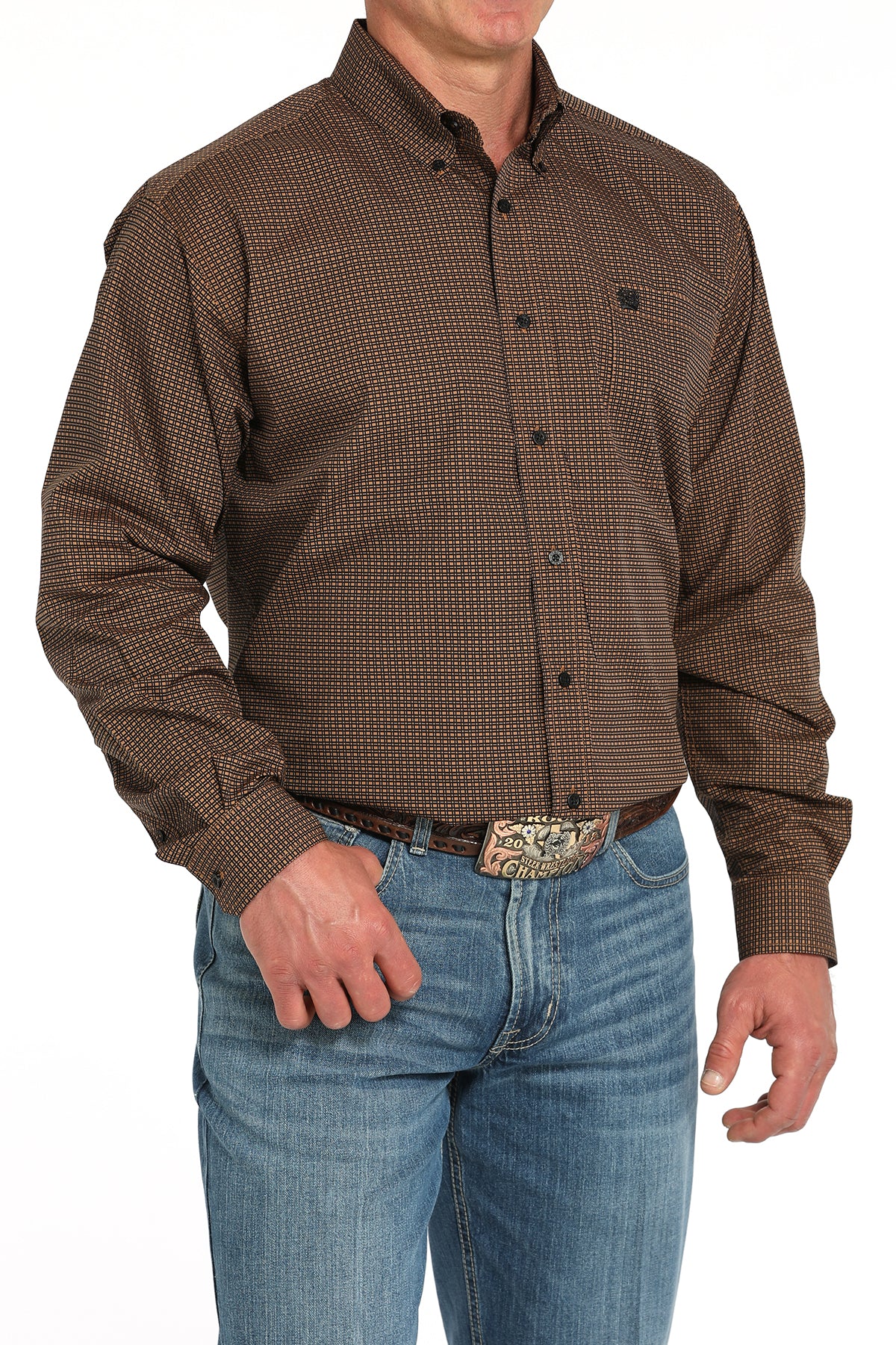 CINCH Men's Brown L/S Printed Button-Down Western Shirt