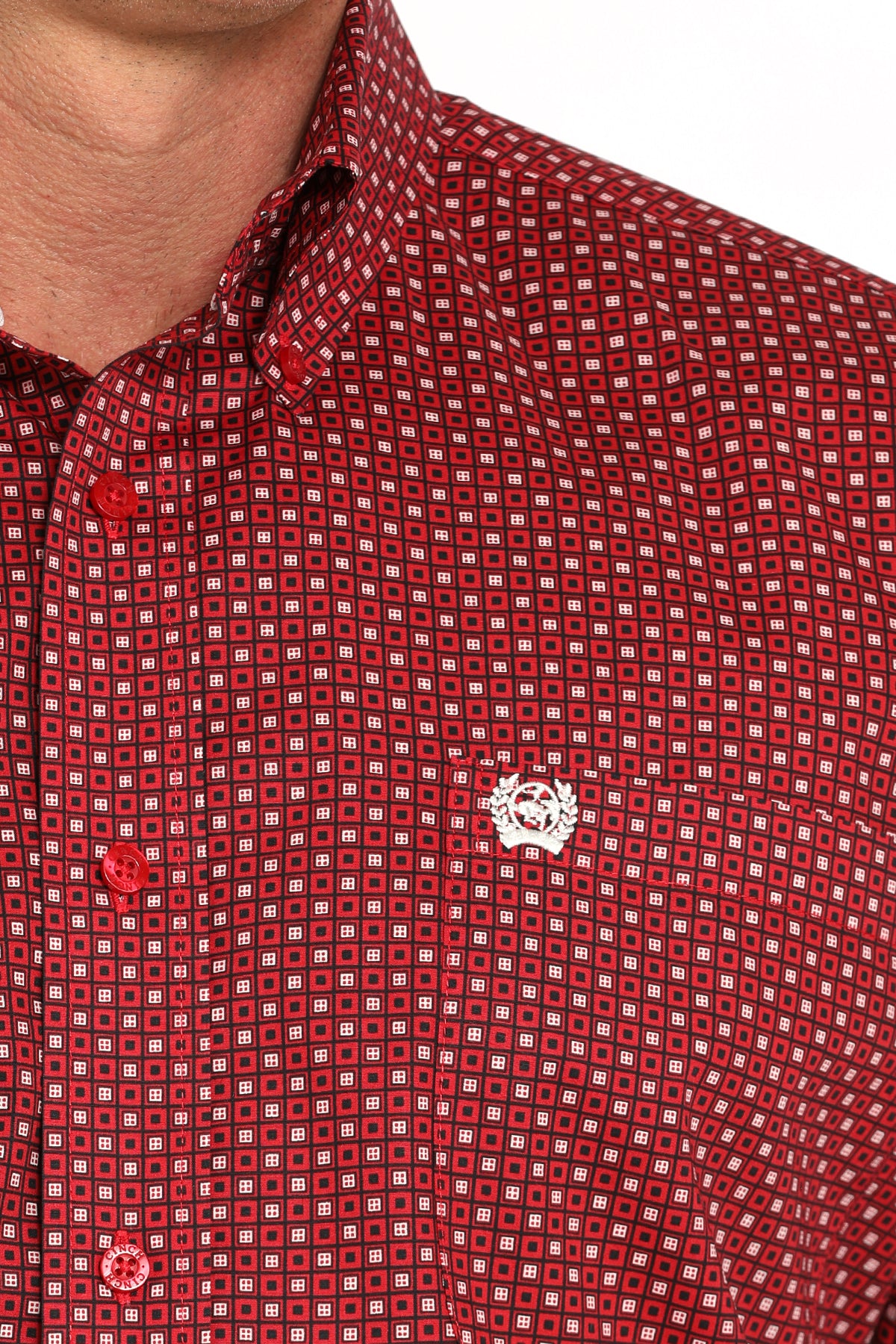 CINCH Men's Red Printed Button-Down Western Shirt