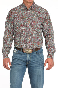CINCH Men's Paisley Printed Button-Down Western Shirt