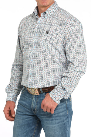 CINCH Men's Light Blue L/S Printed Button-Down Western Shirt