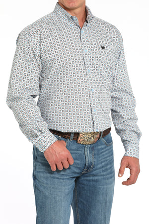 CINCH Men's Light Blue L/S Printed Button-Down Western Shirt
