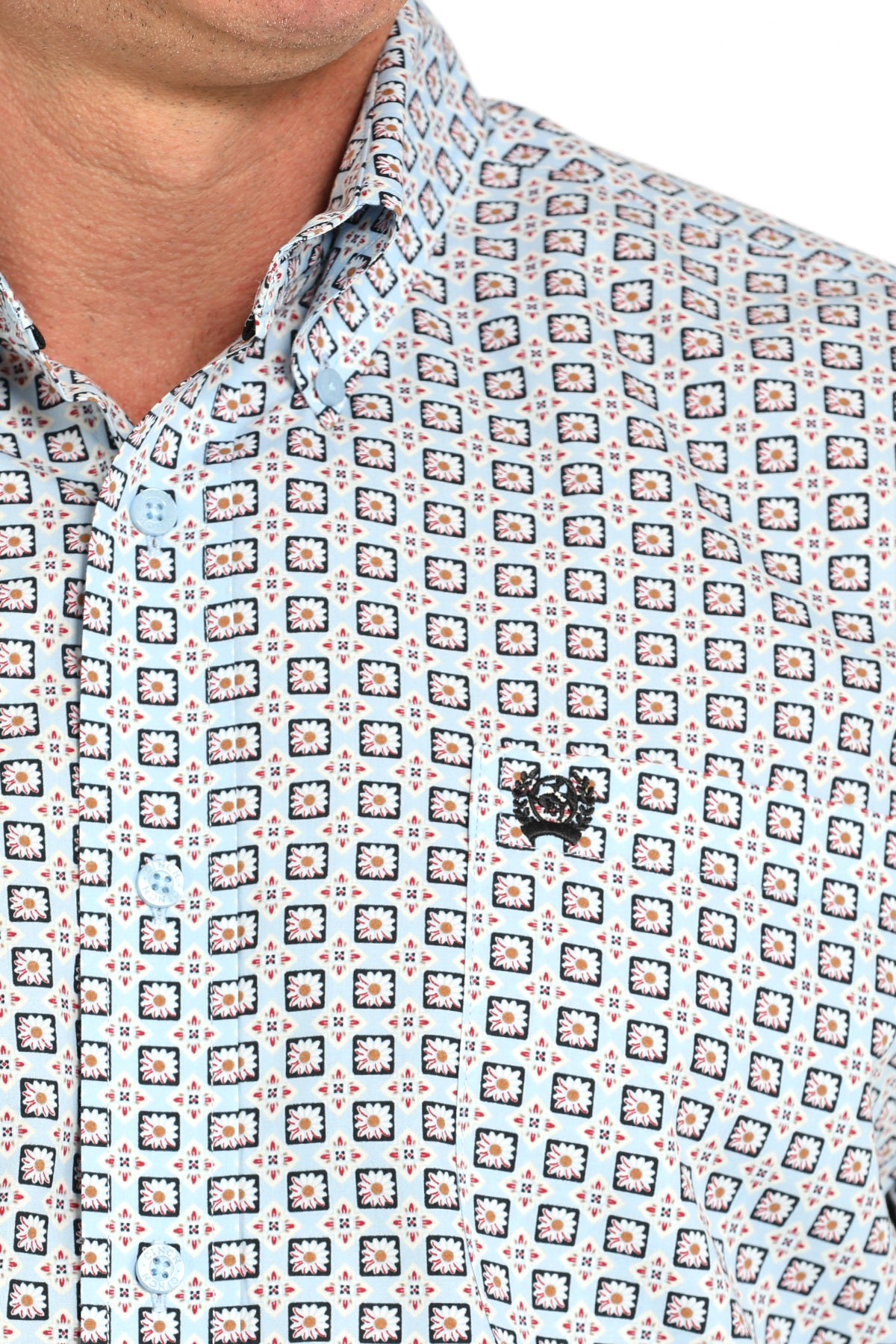 CINCH Men's Light Blue L/S Printed Button-Down Western Shirt
