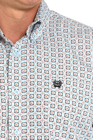 CINCH Men's Light Blue L/S Printed Button-Down Western Shirt