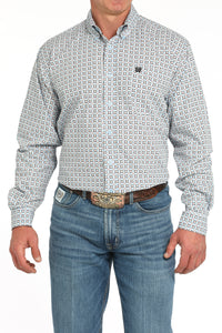CINCH Men's Light Blue L/S Printed Button-Down Western Shirt