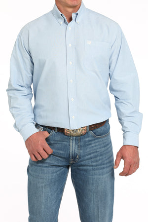 CINCH Men's Solid Light Blue Button-Down Western Shirt