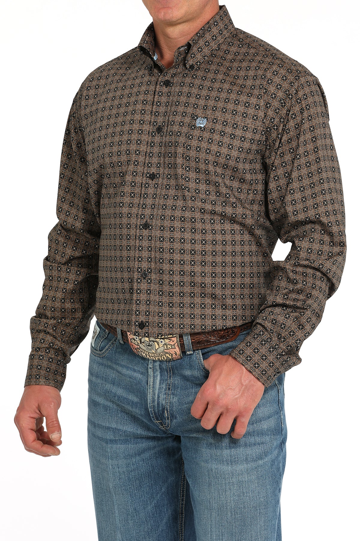 CINCH Men's Black L/S Printed Button-Down Western Shirt