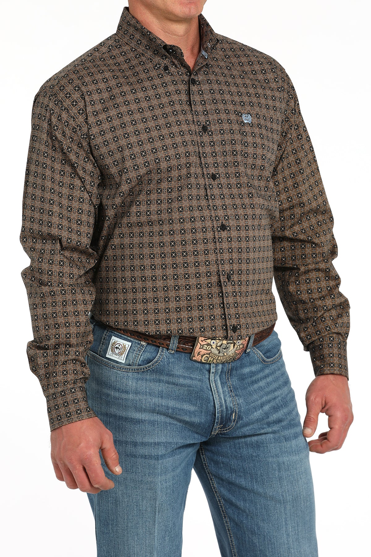 CINCH Men's Black L/S Printed Button-Down Western Shirt
