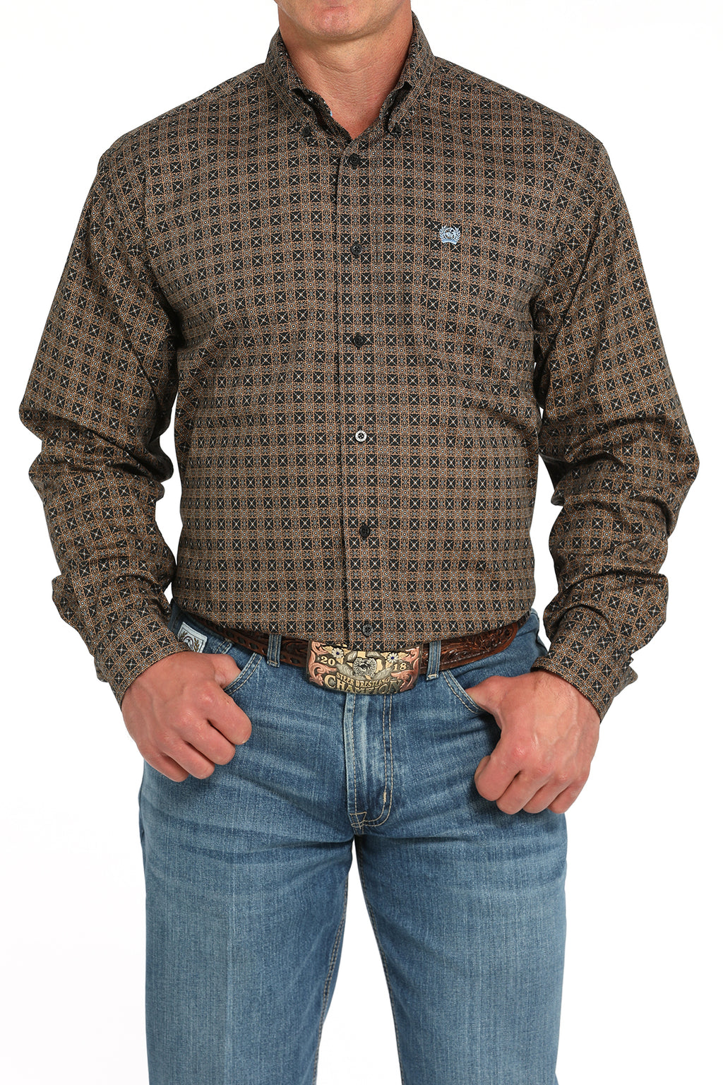CINCH Men's Black L/S Printed Button-Down Western Shirt