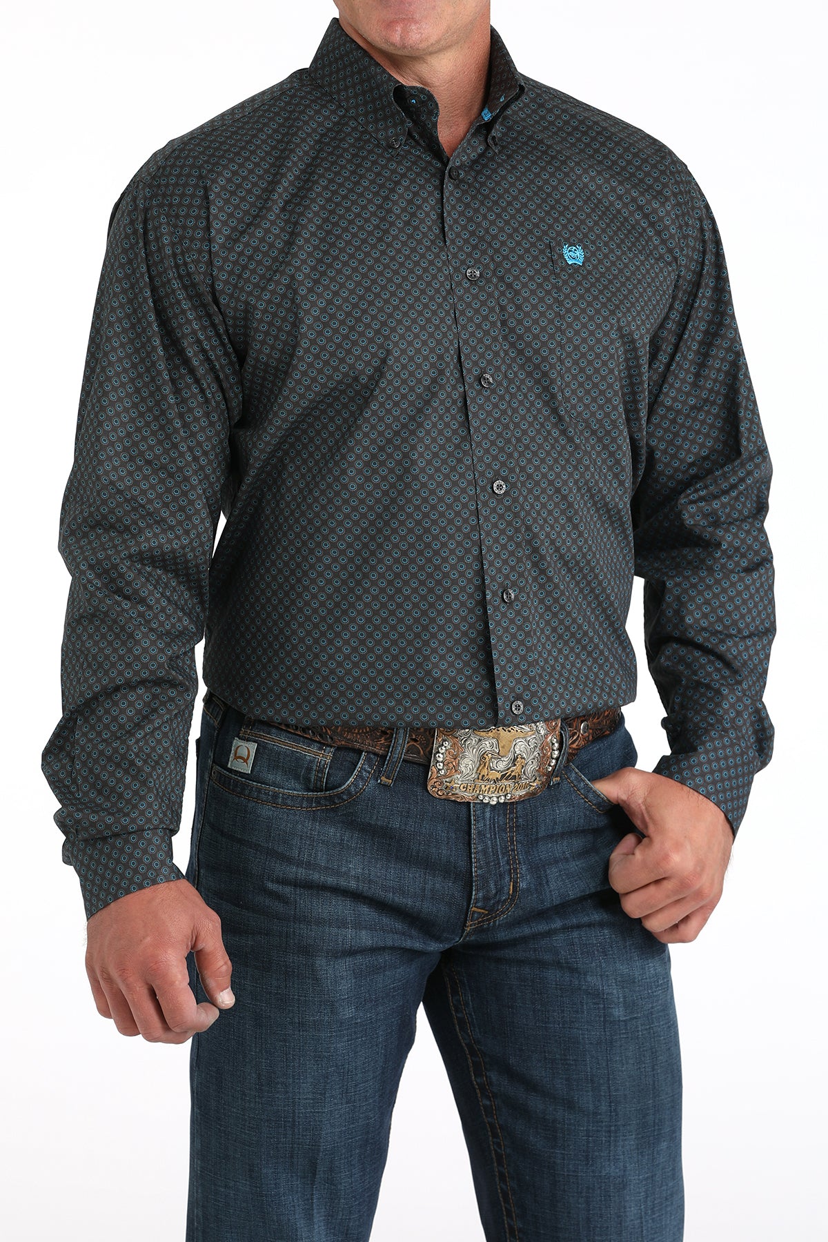 CINCH Men's Charcoal L/S Button-Down Western Shirt